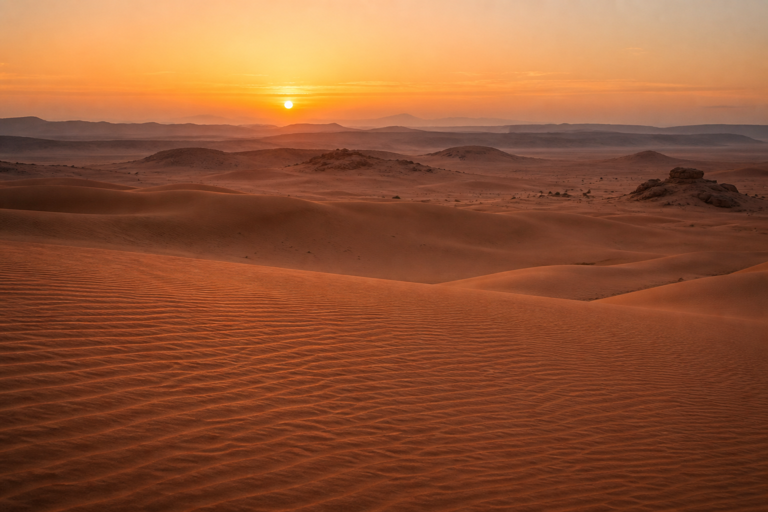 Lever du soleil sur Erg Lmhazil